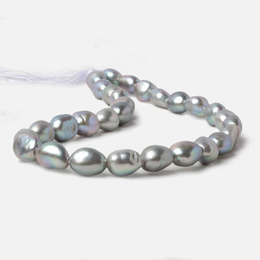 11mm Stainless Steel Silver Baroque Large Hole Freshwater Pearls 15 inch 30 pcs (ONLINE ORDER ONLY)