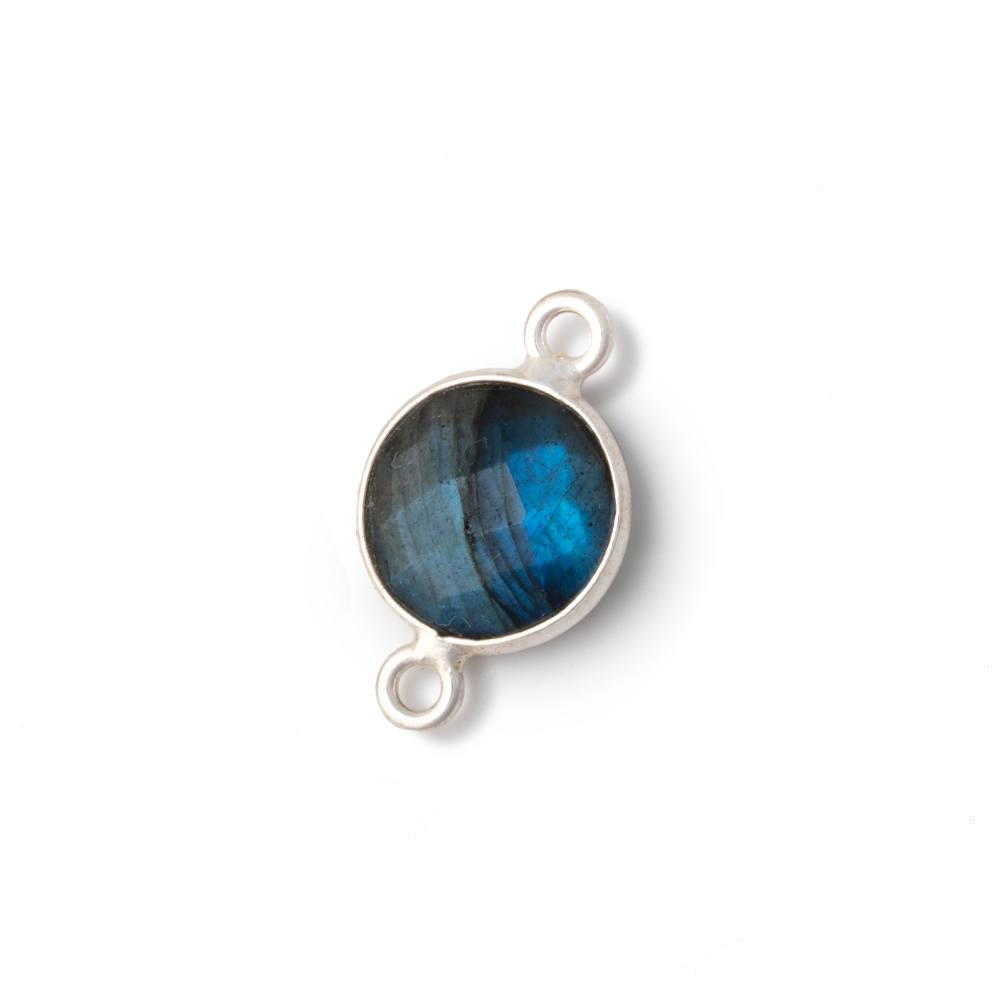 11mm Sterling Silver Bezel Labradorite Faceted Coin Connector 1 piece (ONLINE ORDER ONLY)