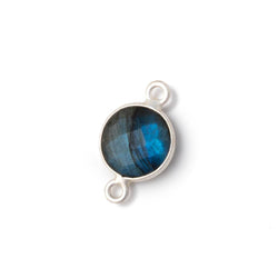 11mm Sterling Silver Bezel Labradorite Faceted Coin Connector 1 piece (ONLINE ORDER ONLY)