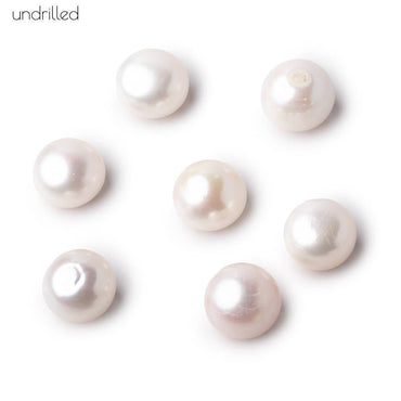 11mm Undrilled Off White Button Freshwater Pearl Focal Beads A (ONLINE ORDER ONLY)