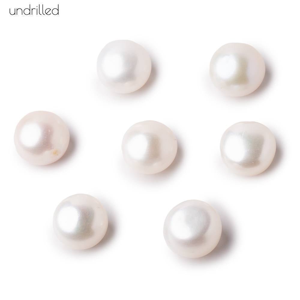 11mm Undrilled Off White Button Freshwater Pearl Focal Beads AA (ONLINE ORDER ONLY)