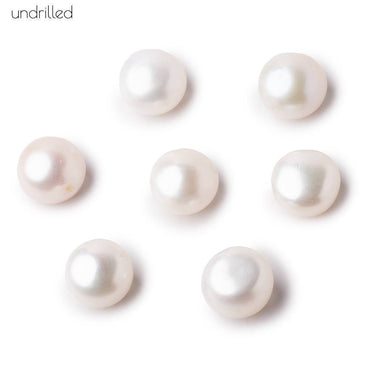 11mm Undrilled Off White Button Freshwater Pearl Focal Beads AA (ONLINE ORDER ONLY)