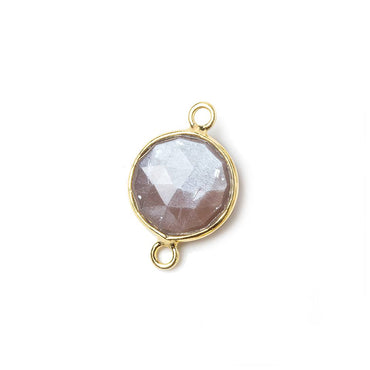 11mm Vermeil Bezel Chocolate Moonstone faceted coin Petite Connector 1 piece (ONLINE ORDER ONLY)