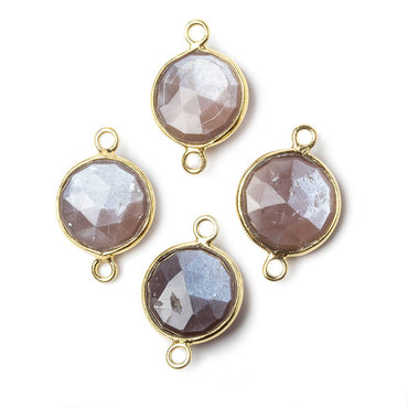 11mm Vermeil Bezel Chocolate Moonstone faceted coin Petite Connector 1 piece (ONLINE ORDER ONLY)