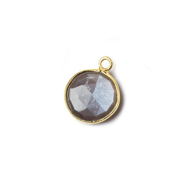 11mm Vermeil Bezel Chocolate Moonstone faceted coin Petite Pendant 1 piece (ONLINE ORDER ONLY)