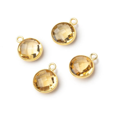 11mm Vermeil Bezel Citrine Faceted Coin Pendant 1 piece (ONLINE ORDER ONLY)