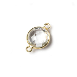11mm Vermeil Bezel Crystal Quartz faceted coin Connector 1 piece (ONLINE ORDER ONLY)