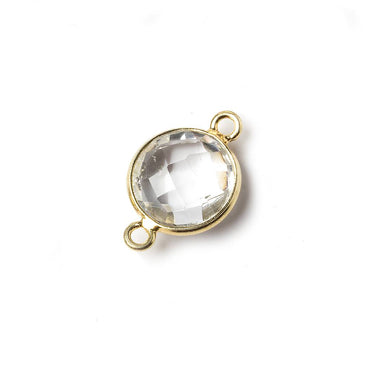 11mm Vermeil Bezel Crystal Quartz faceted coin Connector 1 piece (ONLINE ORDER ONLY)