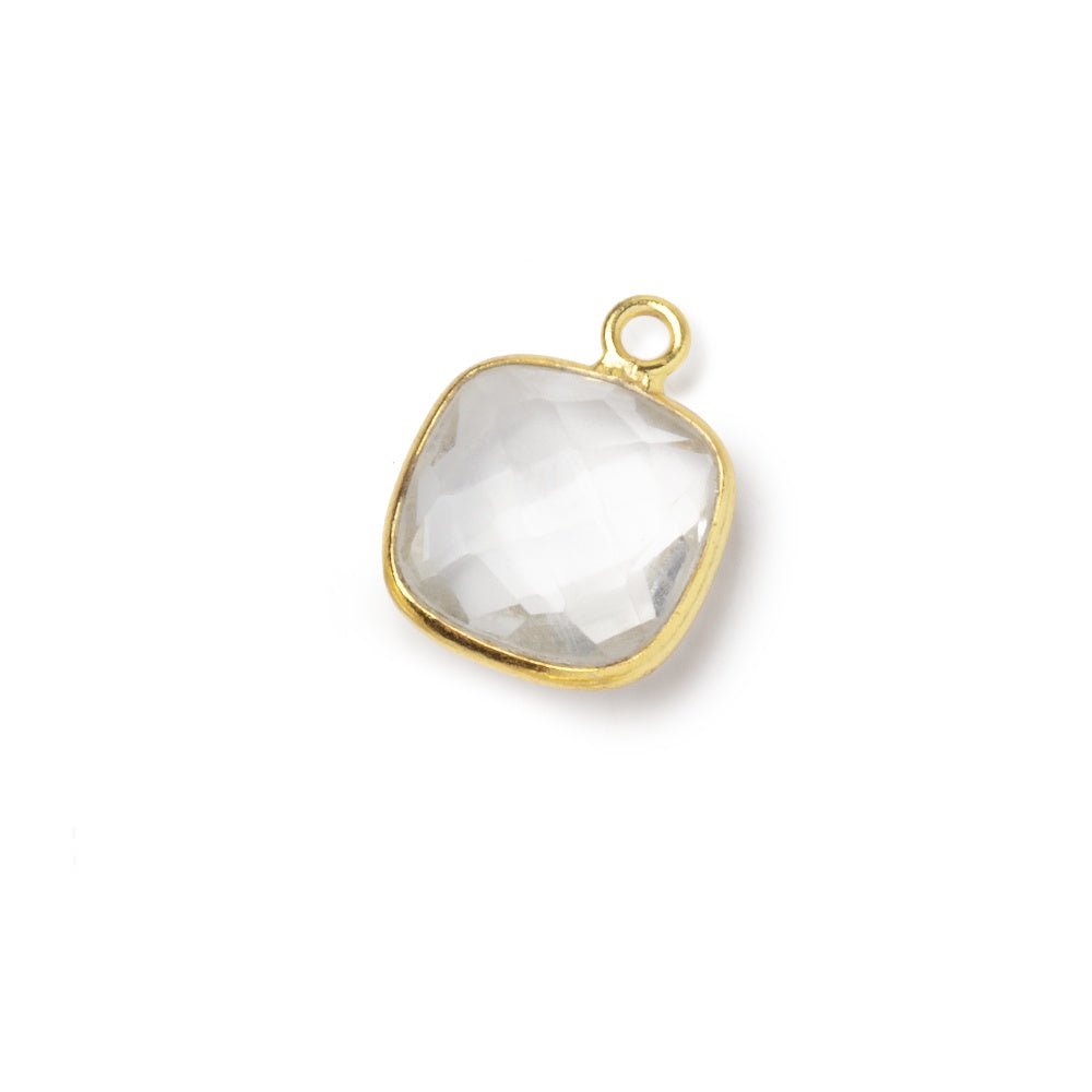 11mm Vermeil Bezel Crystal Quartz Faceted Cushion Pendant 1 piece (ONLINE ORDER ONLY)