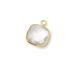 11mm Vermeil Bezel Crystal Quartz Faceted Cushion Pendant 1 piece (ONLINE ORDER ONLY)