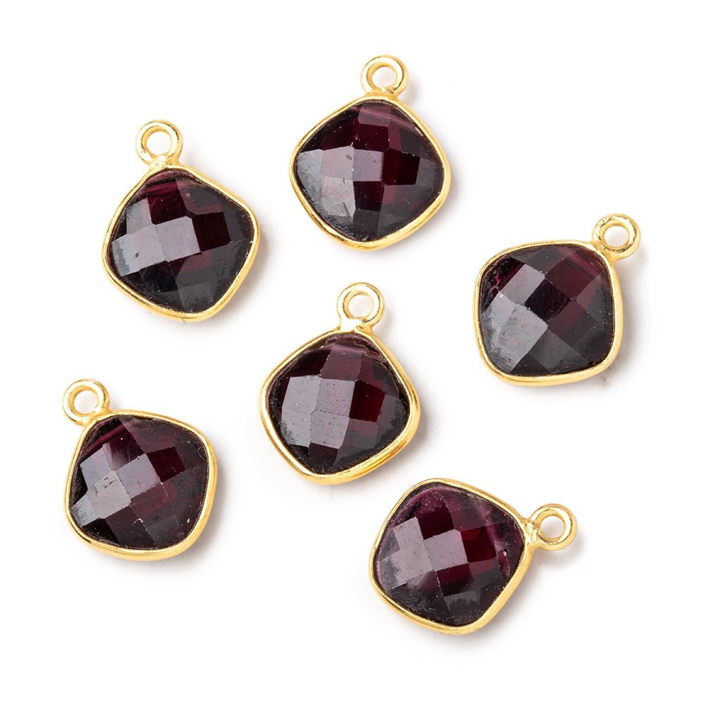 11mm Vermeil Bezel Garnet Faceted Pillow Pendant 1 piece (ONLINE ORDER ONLY)