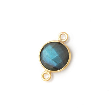 11mm Vermeil Bezel Labradorite Faceted Coin Connector 1 piece (ONLINE ORDER ONLY)