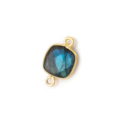 11mm Vermeil Bezel Labradorite Faceted Cushion Connector 1 piece (ONLINE ORDER ONLY)