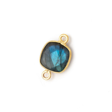 11mm Vermeil Bezel Labradorite Faceted Cushion Connector 1 piece (ONLINE ORDER ONLY)