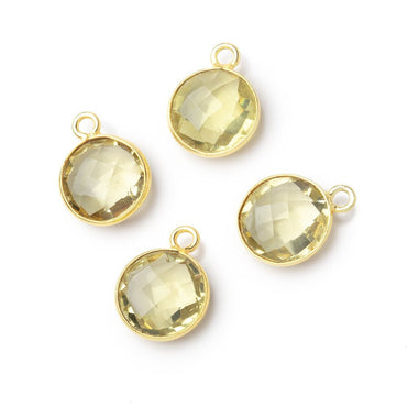 11mm Vermeil Bezel Lemon Quartz Faceted Coin Pendant 1 piece (ONLINE ORDER ONLY)
