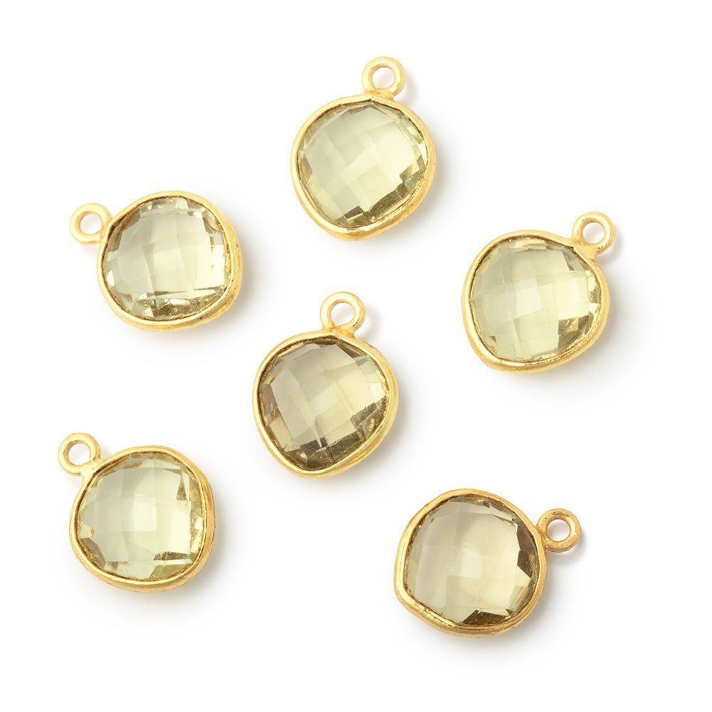 11mm Vermeil Bezel Lemon Quartz Faceted Heart Pendant 1 Focal Piece (ONLINE ORDER ONLY)