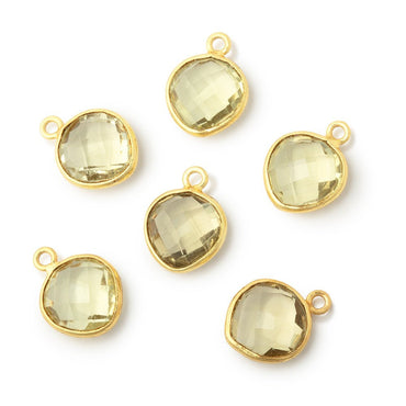 11mm Vermeil Bezel Lemon Quartz Faceted Heart Pendant 1 Focal Piece (ONLINE ORDER ONLY)