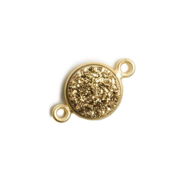 11mm Vermeil Bezel Metallic Gold Drusy Coin 2 ring Connector 1 piece (ONLINE ORDER ONLY)