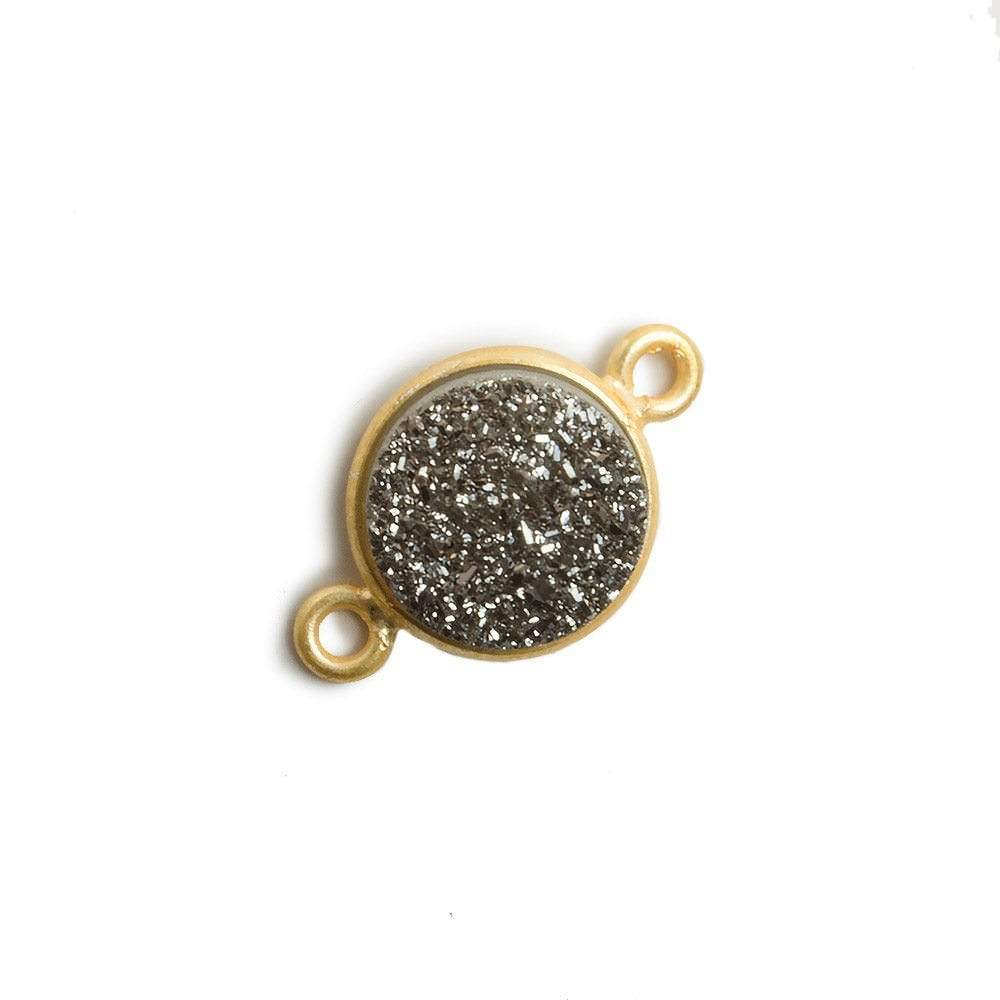 11mm Vermeil Bezel Metallic Platinum Drusy Coin 2 ring Connector 1 piece (ONLINE ORDER ONLY)