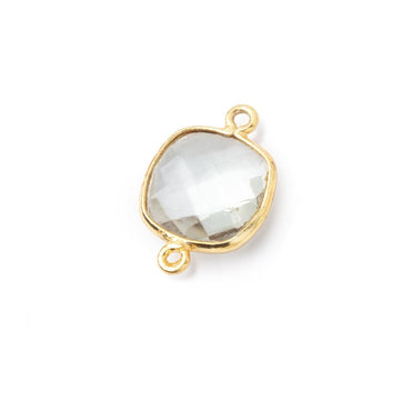 11mm Vermeil Bezel Prasiolite Faceted Cushion Connector 1 piece (ONLINE ORDER ONLY)