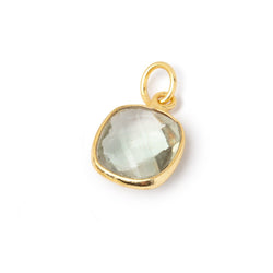 11mm Vermeil Bezel Prasiolite Faceted Cushion Pendant 1 piece (ONLINE ORDER ONLY)