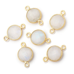 11mm Vermeil Bezel Rainbow Moonstone Faceted Coin 1 Connector (ONLINE ORDER ONLY)