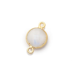 11mm Vermeil Bezel Rainbow Moonstone Faceted Coin 1 Connector (ONLINE ORDER ONLY)
