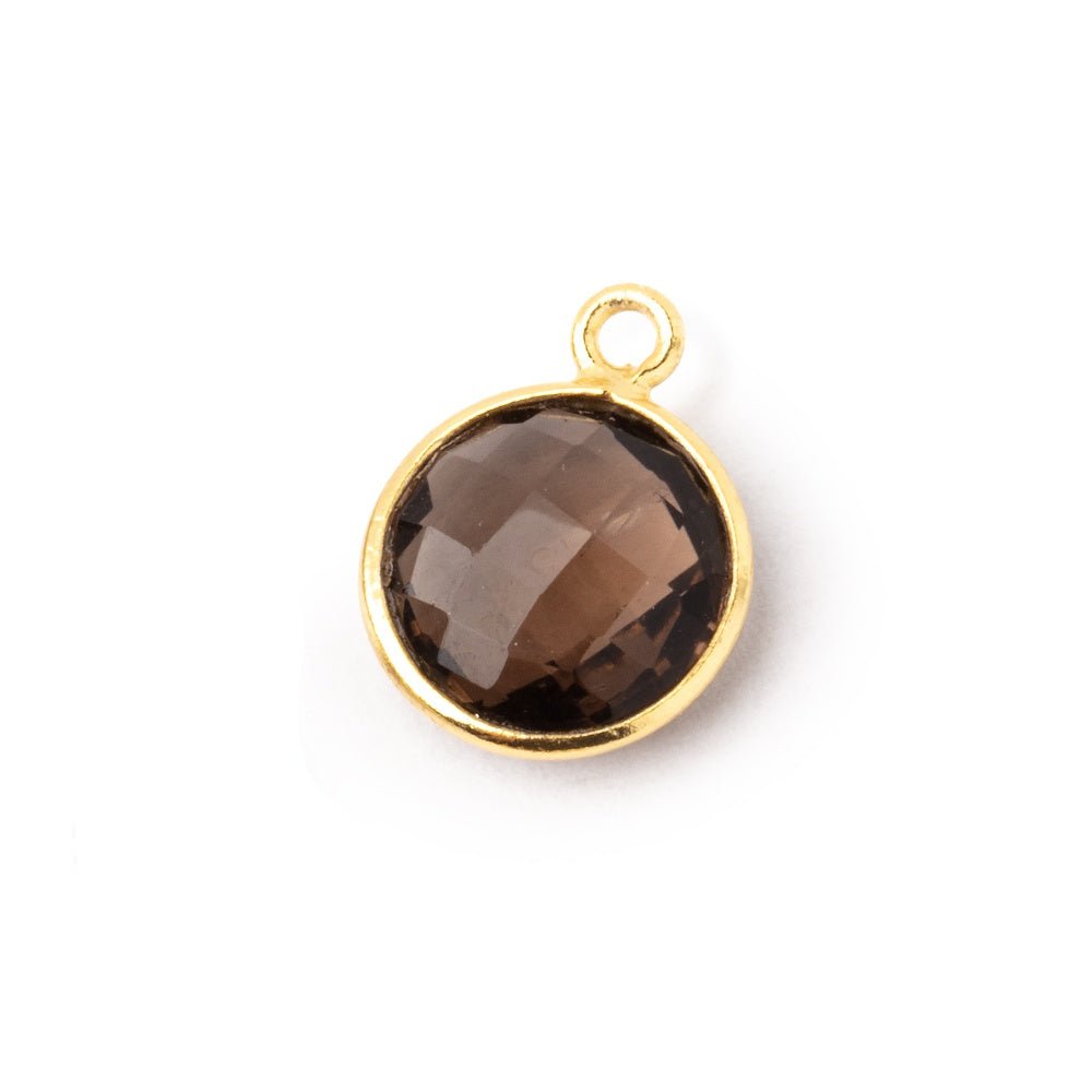 11mm Vermeil Bezel Smoky Quartz Faceted Coin Pendant 1 piece (ONLINE ORDER ONLY)
