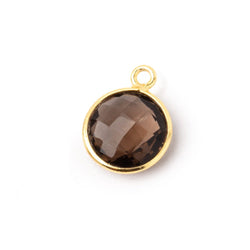 11mm Vermeil Bezel Smoky Quartz Faceted Coin Pendant 1 piece (ONLINE ORDER ONLY)