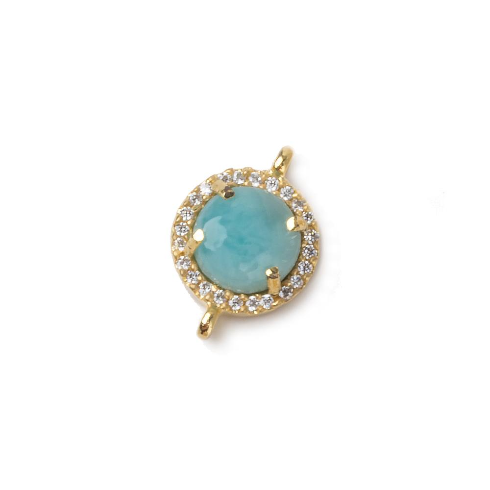 11mm Vermeil Bezel White CZ and Larimar Coin Connector 1 focal piece (ONLINE ORDER ONLY)
