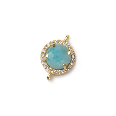 11mm Vermeil Bezel White CZ and Larimar Coin Connector 1 focal piece (ONLINE ORDER ONLY)