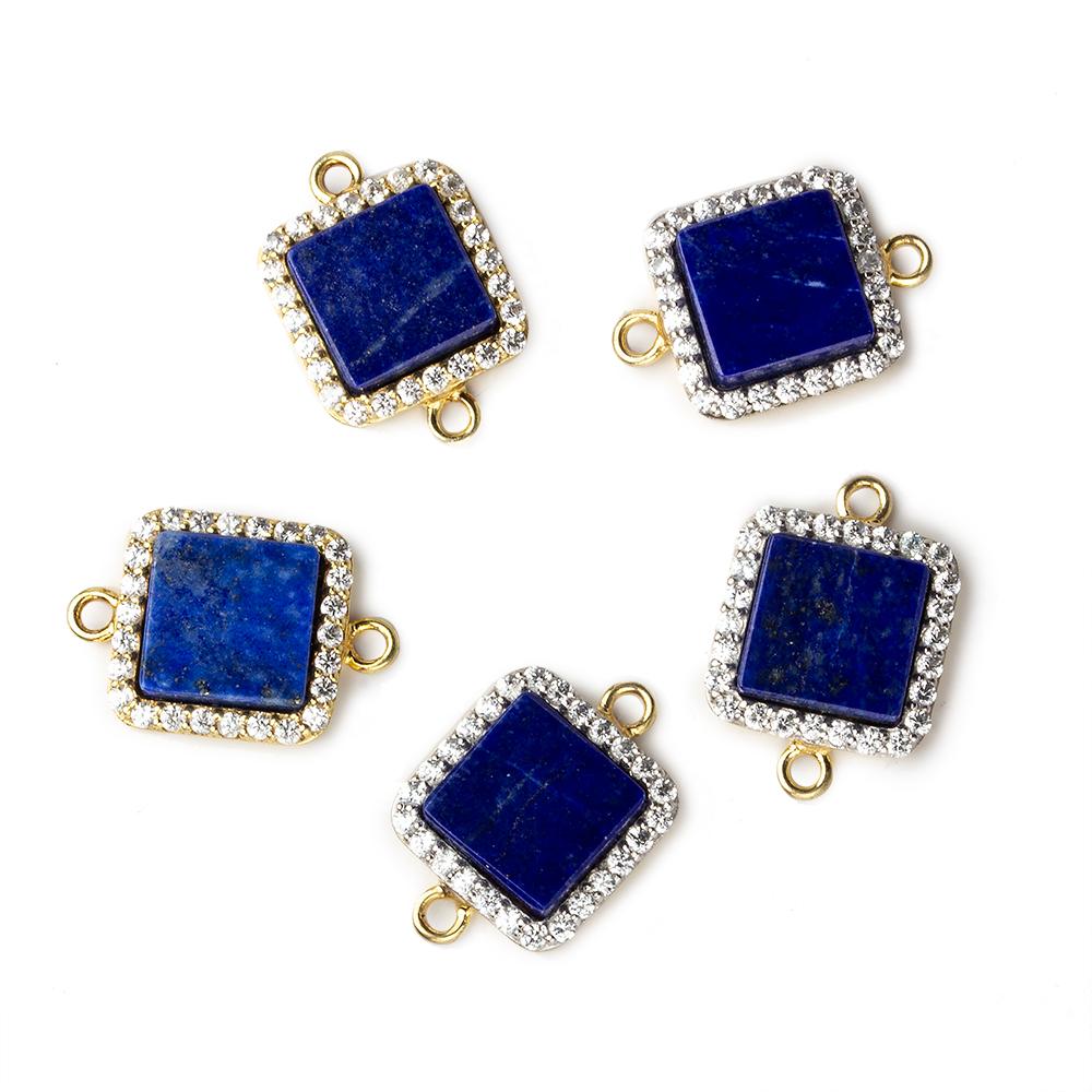 11mm Vermeil CZ Bezel Lapis Lazuli square Connector 1 focal bead (ONLINE ORDER ONLY)
