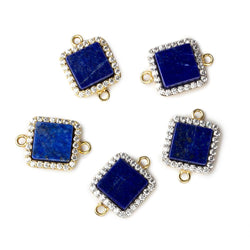 11mm Vermeil CZ Bezel Lapis Lazuli square Connector 1 focal bead (ONLINE ORDER ONLY)