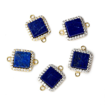 11mm Vermeil CZ Bezel Lapis Lazuli square Connector 1 focal bead (ONLINE ORDER ONLY)