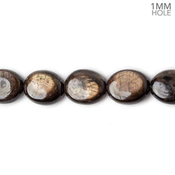 11x10-12x11mm Golden Sheen Chocolate Sapphire Plain Ovals 16 inch 34 beads AA 1mm large hole (ONLINE ORDER ONLY)