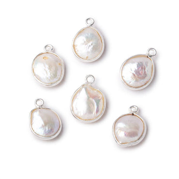 11x10-13x12mm .925 Silver Bezel Rosé White Keshi Freshwater Pearl Pendant 1 piece (ONLINE ORDER ONLY)
