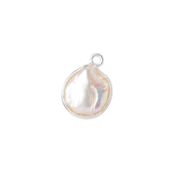 11x10-13x12mm .925 Silver Bezel Rosé White Keshi Freshwater Pearl Pendant 1 piece (ONLINE ORDER ONLY)