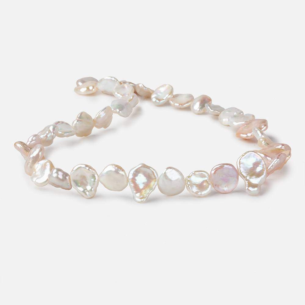 11x10-16x10mm Pink & White Keshi side drilled Freshwater Pearls 16 inch 39 pieces AAA (ONLINE ORDER ONLY)