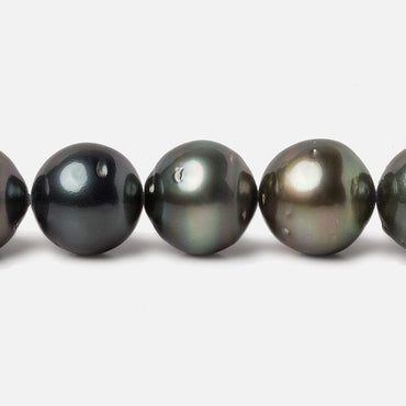 11x10.5-13.5x13mm Multi Color Tahitian Round Saltwater Pearls 16 inch 35 pieces A (ONLINE ORDER ONLY)