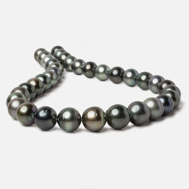 11x10.5-13.5x13mm Multi Color Tahitian Round Saltwater Pearls 16 inch 35 pieces A (ONLINE ORDER ONLY)