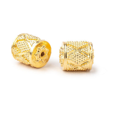 11x10mm 22kt Plated Copper Miligrain Tube Set of 2 Beads (ONLINE ORDER ONLY)