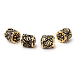 11x10mm Antiqued 22kt Plated Copper Miligrain Tube Set of 4 Beads (ONLINE ORDER ONLY)