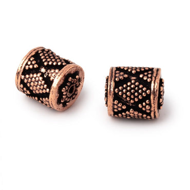 11x10mm Antiqued Copper Miligrain Tube Set of 2 Beads (ONLINE ORDER ONLY)