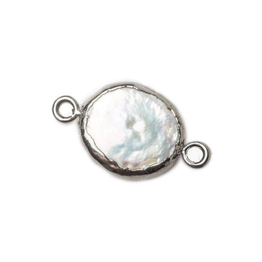 11x10mm Black Gold Leafed White Oval Pearl Connector 1 piece (ONLINE ORDER ONLY)