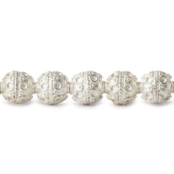 11x10mm Sterling Silver Plated Copper Bead Roval Circle and Miligrain Triangle 8 inch 19 pcs (ONLINE ORDER ONLY)