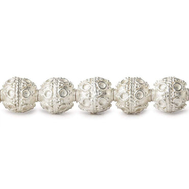 11x10mm Sterling Silver Plated Copper Bead Roval Circle and Miligrain Triangle 8 inch 19 pcs (ONLINE ORDER ONLY)