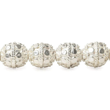 11x10mm Sterling Silver Plated Copper Bead Roval with Round Dots 8 inch 19 pcs (ONLINE ORDER ONLY)