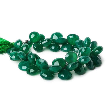 11x11-12x12mm Green Chalcedony faceted hearts 8 inch 53 beads AA (ONLINE ORDER ONLY)