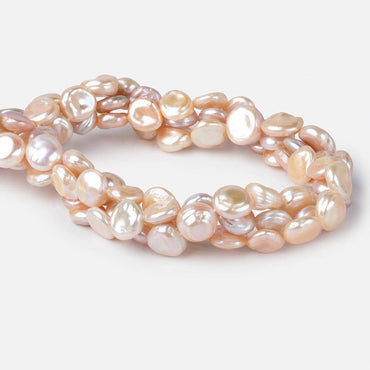 11x11-13x12mm Peachy Pink Keshi side drilled Freshwater Pearls 15.5 inch 35 pieces (ONLINE ORDER ONLY)