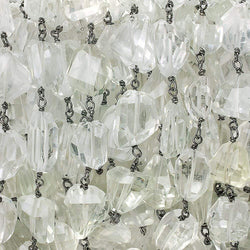 11x11-14x12mm Crystal Quartz faceted nugget Black Gold .925 Chain by the foot 16 pieces (ONLINE ORDER ONLY)